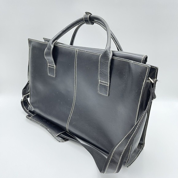 Samsonite Messenger Bag Laptop Case Black Leather Carry On - Picture 3 of 11